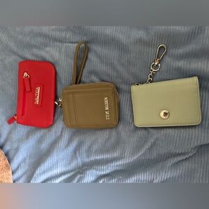 Steve Madden Taupe Pebbled Wristlet Card Case